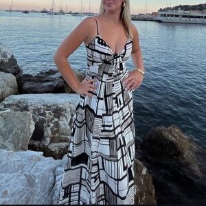 DKNY Geo Print Cotton Maxi Sundress